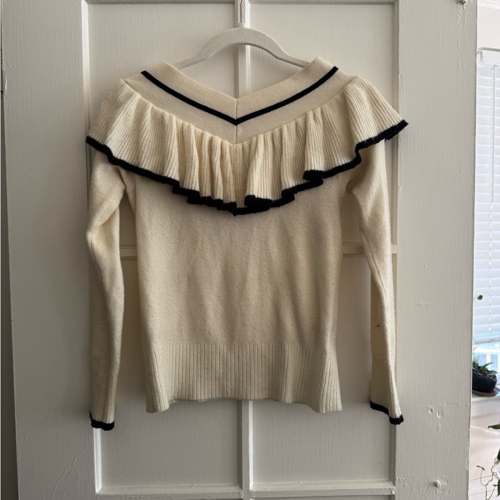 Long Sleeve Ruffle Collar Top - Picture 2 of 2